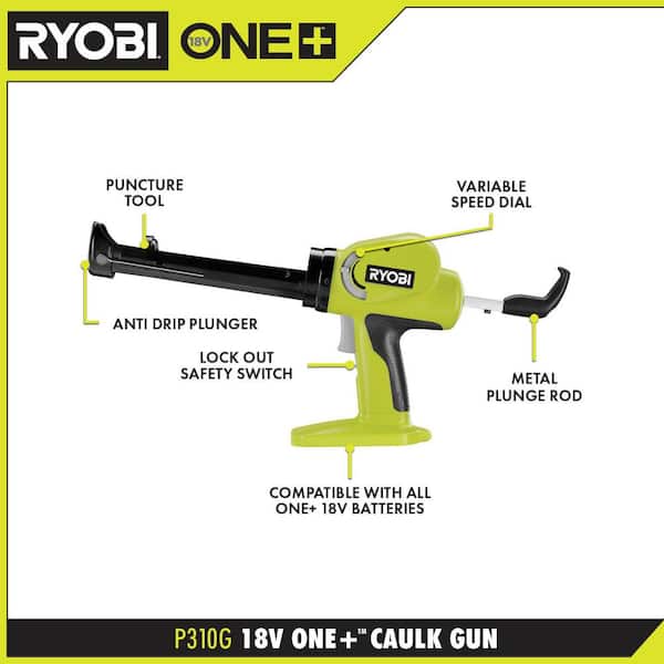 Power Caulk and Adhesive Gun for sale online Ryobi P310G 18V One 