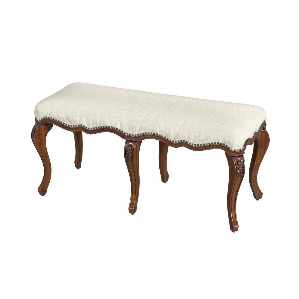 Michelline Light Cherry and Cream Upholstered Bench