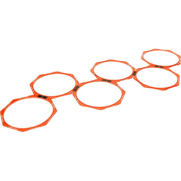 20 in. Hexagonal Speed and Agility Training Rings with Carry Bag (Orange, Set of 6)