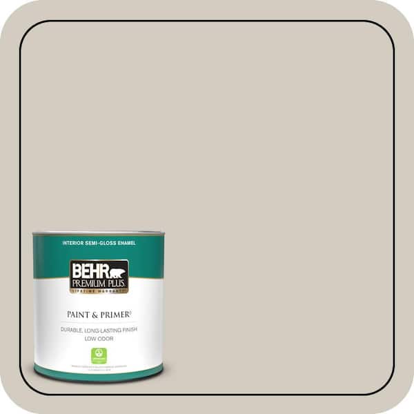 BEHR PREMIUM PLUS 1 qt. #N320-2 Toasty Gray Semi-Gloss Enamel Low Odor Interior Paint & Primer
