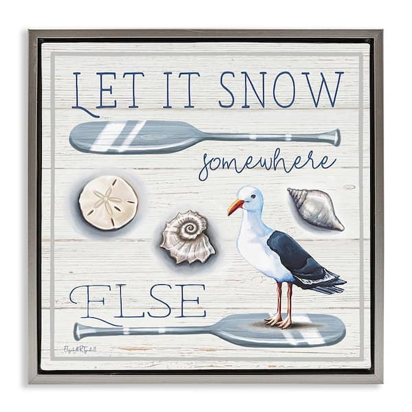 Stupell Industries Snow Somewhere Else by Elizabeth Tyndall 1 Piece Floater Frame Graphic Print Animal Poster Art Print 18 in. x 18 in.