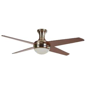 Taysom 52 in. W 4-Blade Indoor Ceiling Fan Semi-Polished Nickel with 2-Light Lighting Kit and Remote Control