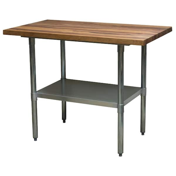 AmeriHome Sheesham 44.75 in. Rectangle, Rosewood Wood Top with Stainless Steel Frame Multi-Use Table