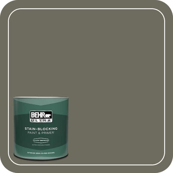 BEHR ULTRA 1 qt. #N370-6 Gladiator Gray Extra Durable Semi-Gloss Enamel Interior Paint & Primer