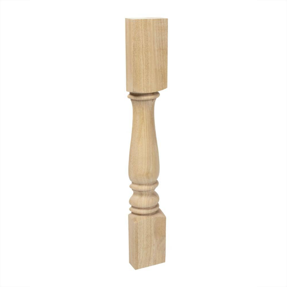 35.25" Unfinished Solid Hardwood Half Round Kitchen Island Leg