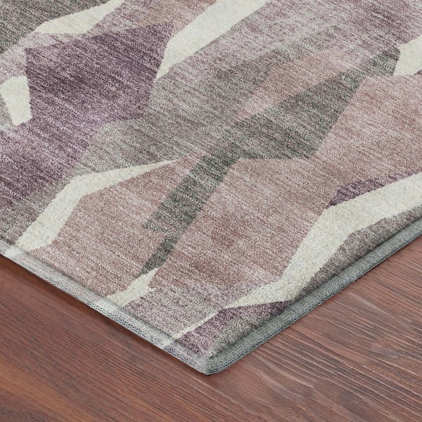 Mayfield Premium Machine Washable Abstract AMF2329 Blush 8 ft. x 8 ft. Round Rug