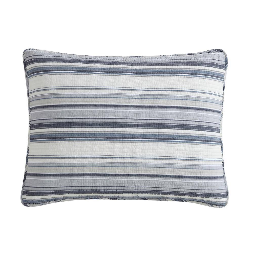 Fresno Blue Cotton Reversible Full Quilt Set with Pillow Cover