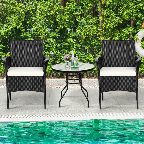 wicker and steel chairs
