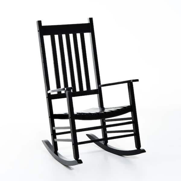 Outsunny Versatile Black Wooden Indoor, Wood Rocking Chairs Outdoor Black And White