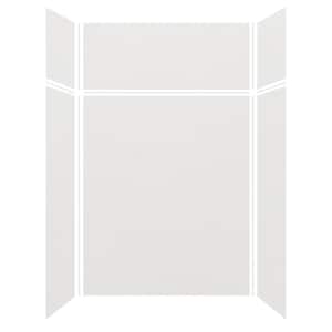 Expressions 36 in. x 60 in. x 96 in. 4-Piece Easy Up Adhesive Alcove Shower Wall Surround in Grey