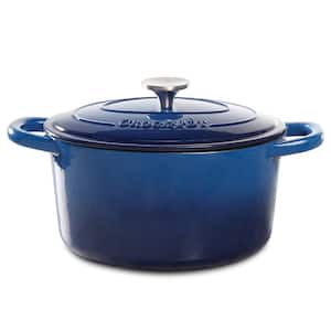 Artisan 7 qt. Round Cast Iron Nonstick Dutch Oven in Sapphire Blue with Lid