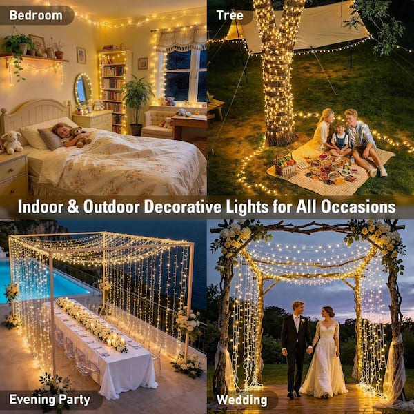 168 ft. Warm White Solar Garden Torch String Lights with 600 LED