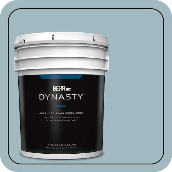BEHR DYNASTY 5 gal. #BIC-23 Hopeful Blue Satin Enamel Interior Stain-Blocking Paint & Primer