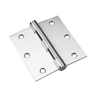 3-1/2 in. x 3-1/2 in. Stainless Steel Full Mortise Butt Hinge with Removable Pin (2-Pack)
