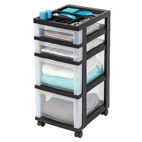 4 Drawer Rolling Storage Cart in Black