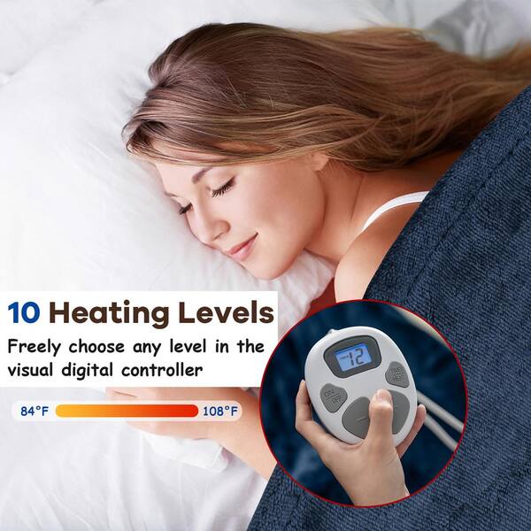 Costway Blue Flannel 84 in. x 90 in. Heated Electric Throw Blanket with  Dual Controllers EP24931US-BL - The Home Depot