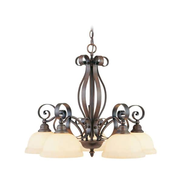 Livex Lighting 5-Light Imperial Bronze Chandelier with Vintage Scavo Glass