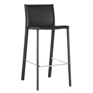 Crawford Black Faux Leather Upholstered 2-Piece Counter Stool Set
