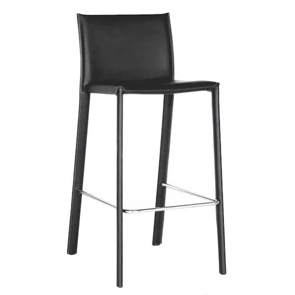 Baxton Studio Crawford Black Faux Leather Upholstered 2-Piece Counter Stool Set