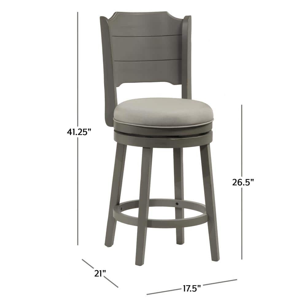 Clarion Distressed Gray Wood Swivel Counter Height Stool