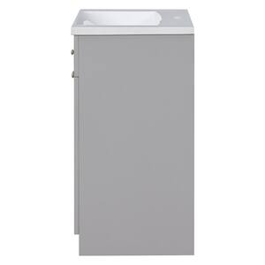 30 in. W x 18 in. D x 35 in. H Single Sink Freestanding Bath Vanity in Gray with White Resin Top