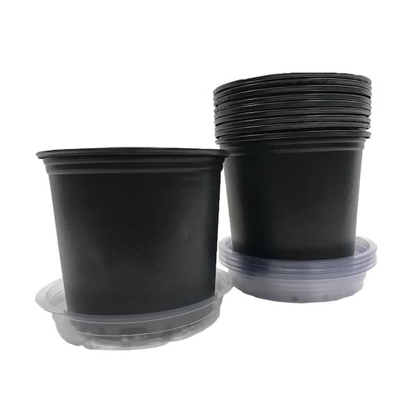 Viagrow 1 Gal. Plastic Nursery Pots with Saucers (10-Pack)
