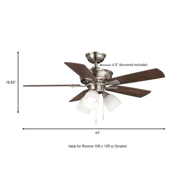 Vaurgas 44 in LED Indoor Brushed Nickel Ceiling Fan Replacement Parts 