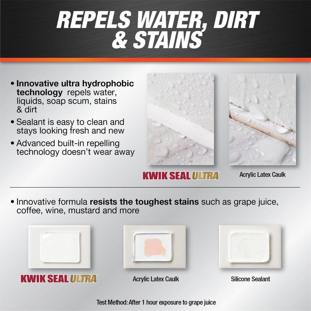 DAP Kwik Seal Ultra Clear Silicone Kitchen and Bath Caulk Sealant 5.5 oz