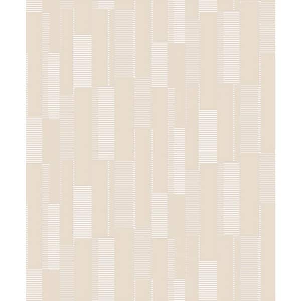 Dundee Deco Falkirk Ophia Rectangles Beige, Grey Vinyl Peelable Roll (Covers 57 sq. ft.)