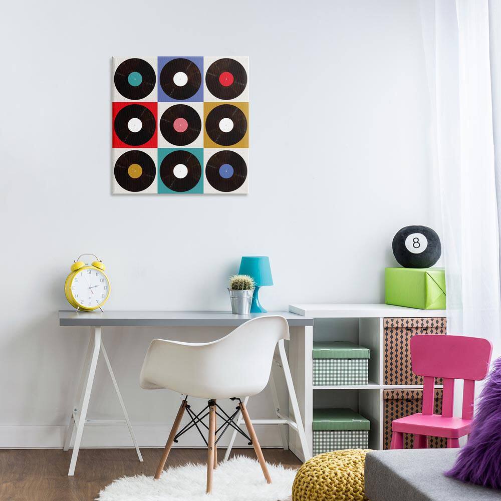Geometric Music Records by Katrina Craven Unframed Music Graphic Art Print 24 in. x 24 in. price history on PriceWatchPro