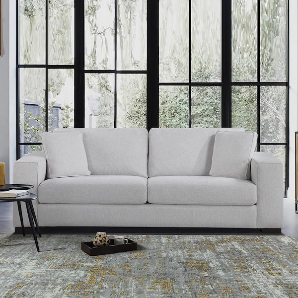 Donegal 90 in. W Straight Arm Textured Fabric Rectangle Sofa in. Gray  9288GY-3 - The Home Depot