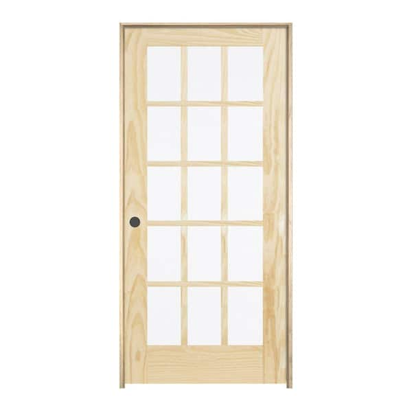 Primed Pine 15-Lite Glass Prehung Double Door 60 x 80 - Schillings