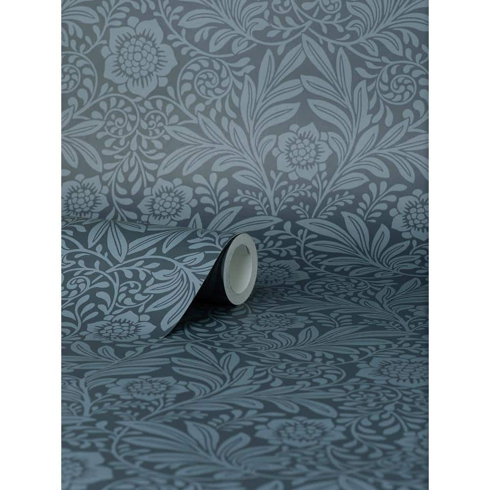 Camille Navy Damask Non-Woven Removable Wallpaper
