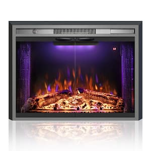 30.5 in. W Black Electric Fireplace Inserted with Combustion Sounds