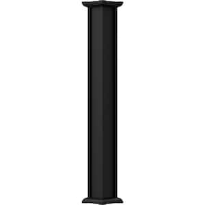 9' x 5-1/2" Endura-Aluminum Acadian Style Column, Square Shaft (Load-Bearing 24,000 LBS), Non-Tapered, Textured Black
