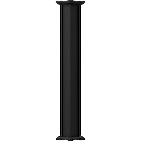 AFCO 8' x 7-1/2" Endura-Aluminum Acadian Style Column, Square Shaft (Load-Bearing 50,000 lbs), Non-Tapered, Textured Black