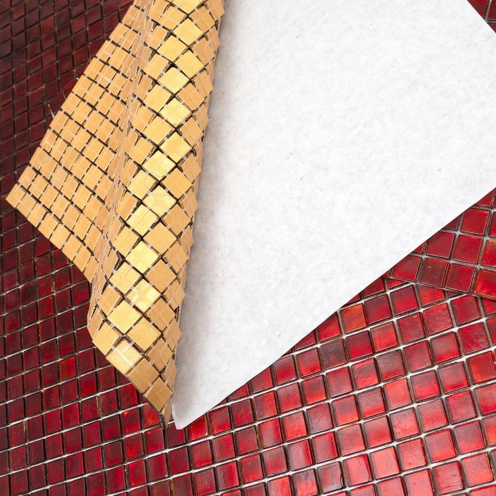 Ruby Red Iridescent Glass Mosaic Wall and Floor Tile