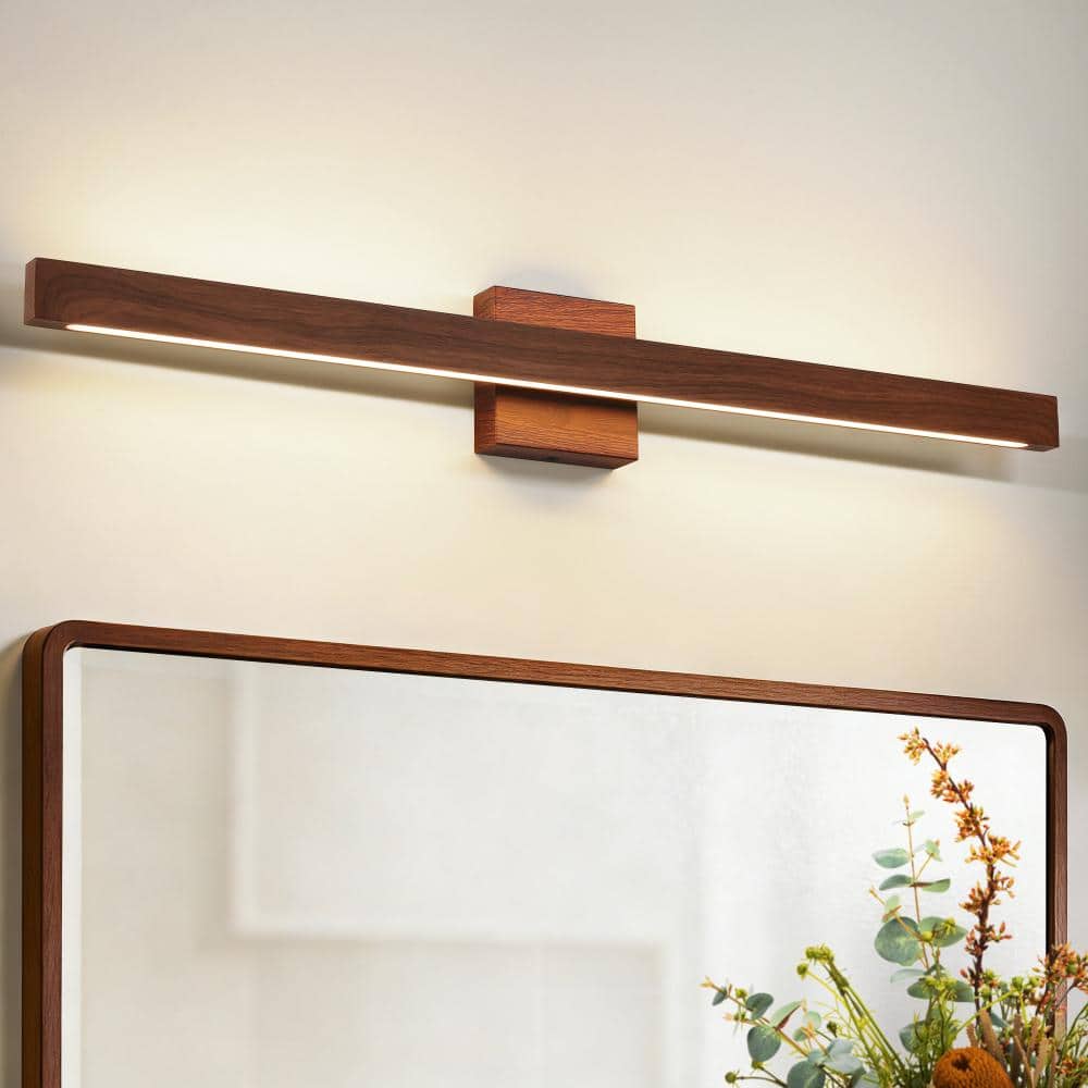 32 in. 1-Light Modern Light Fixture Walnut LED Vanity Light Bar With 26W Dimmable 5CCT Wall Sconce For Bathroom price history on PriceWatchPro