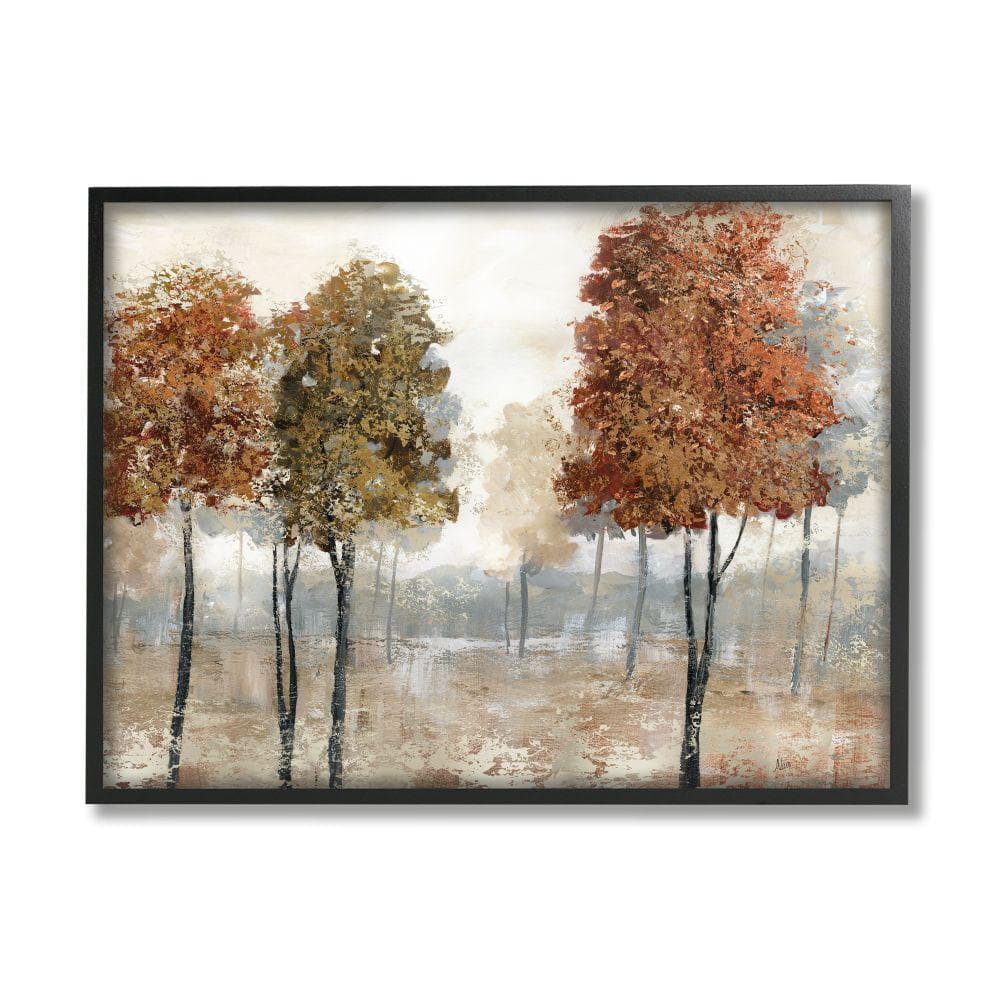 Autumn Orchard Landscape Print on Canvas with Black Frame