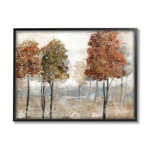 Autumn Orchard Tree Landscape Vintage Country Meadow By Nan Framed Print Nature Texturized Art 16 in. x 20 in.