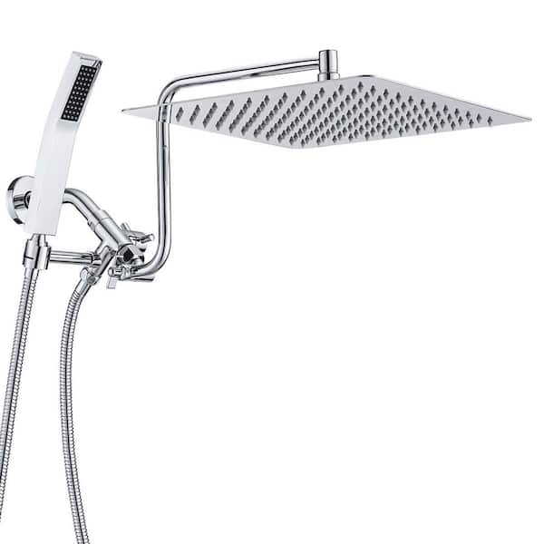 3-spray 10 in. Wall Mount Dual Shower Head and Handheld Shower Head 2.5 GPM in Chrome