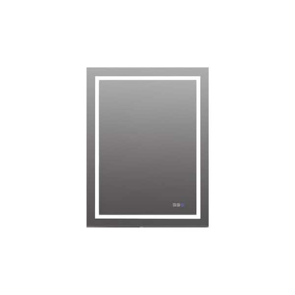 Amucolo 28 in. W x 36 in. H Rectangular Aluminum Framed LED Light with Double color and Anti-Fog Wall Bathroom Vanity Mirror