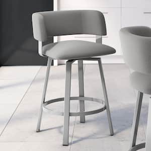 Stinson 26 in. Grey Polyester / Metallic Grey Metal Counter Stool