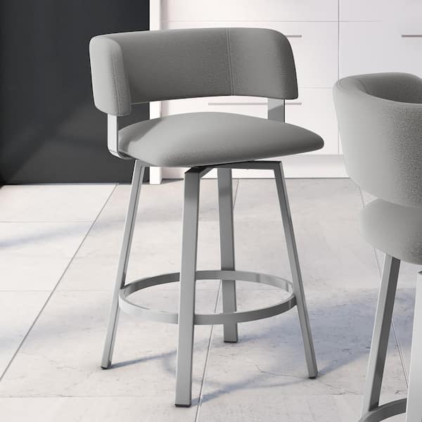 Amisco Stinson 26 in. Grey Polyester / Metallic Grey Metal Counter Stool