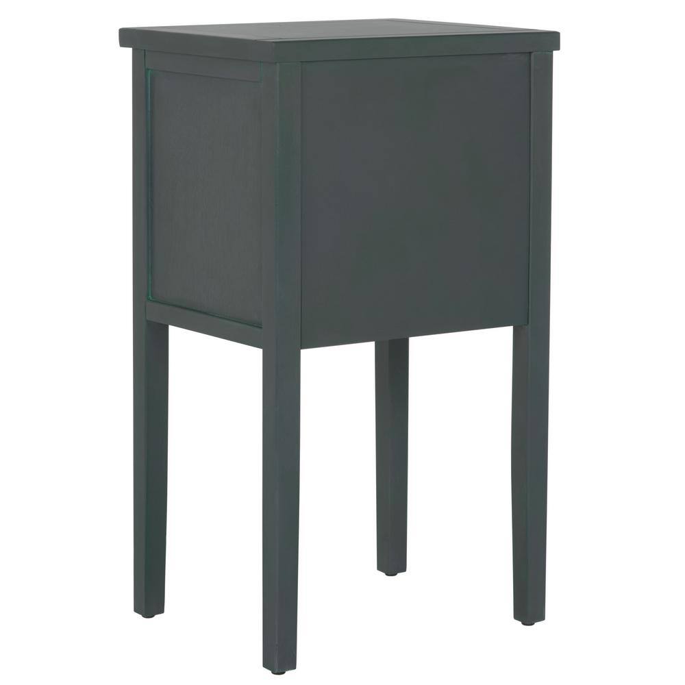 Transitional Blue-Gray Wood and Metal Accent Table with Storage