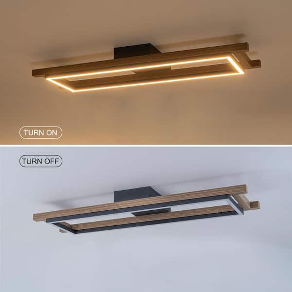 EDISLIVE Irrys 1-Light 27.6 in. Integrated LED Wood Flush Mount