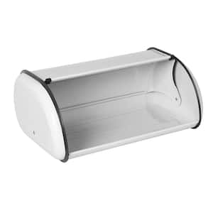 White Roll Up Lid Stainless Steel Bread Storage Box