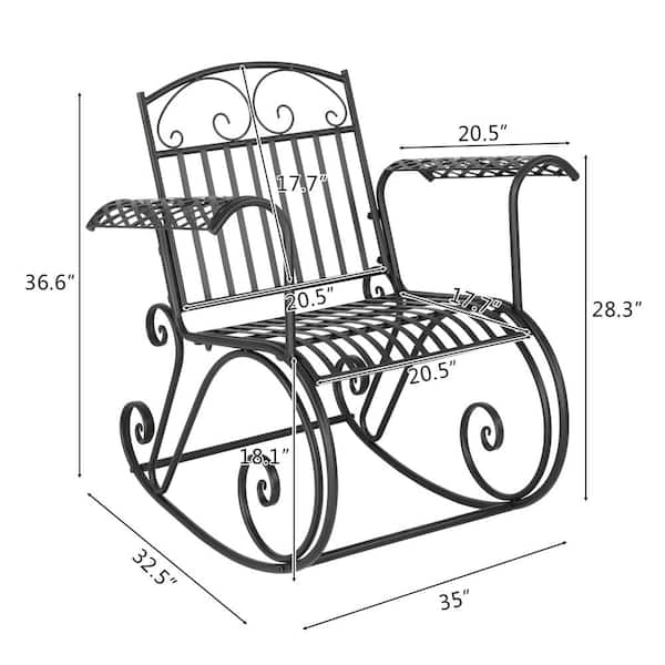 Black wrought iron online rocking chair