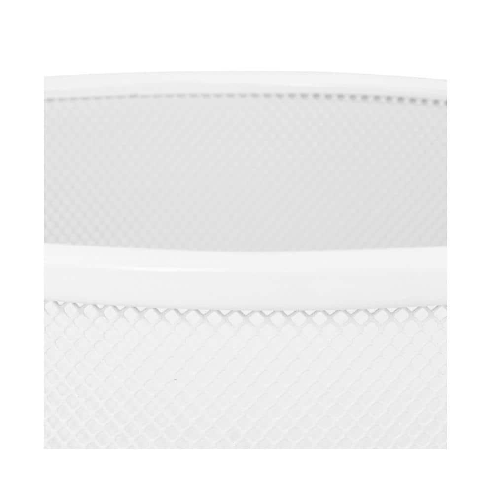 White Steel Mesh Office Wastebasket Set, 6 Gallon, 2-Pack