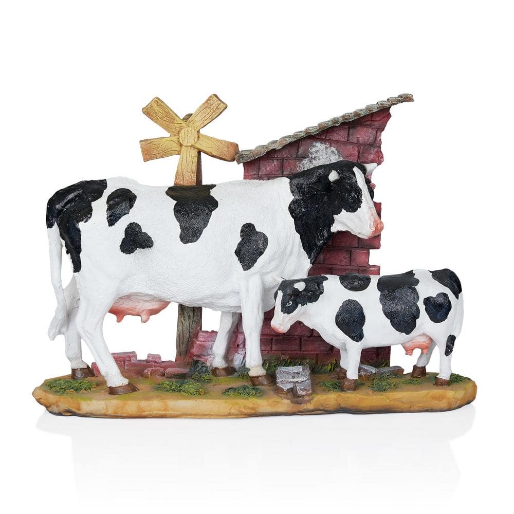 Alpine Corporation Polyresin Cow and Calf Decor